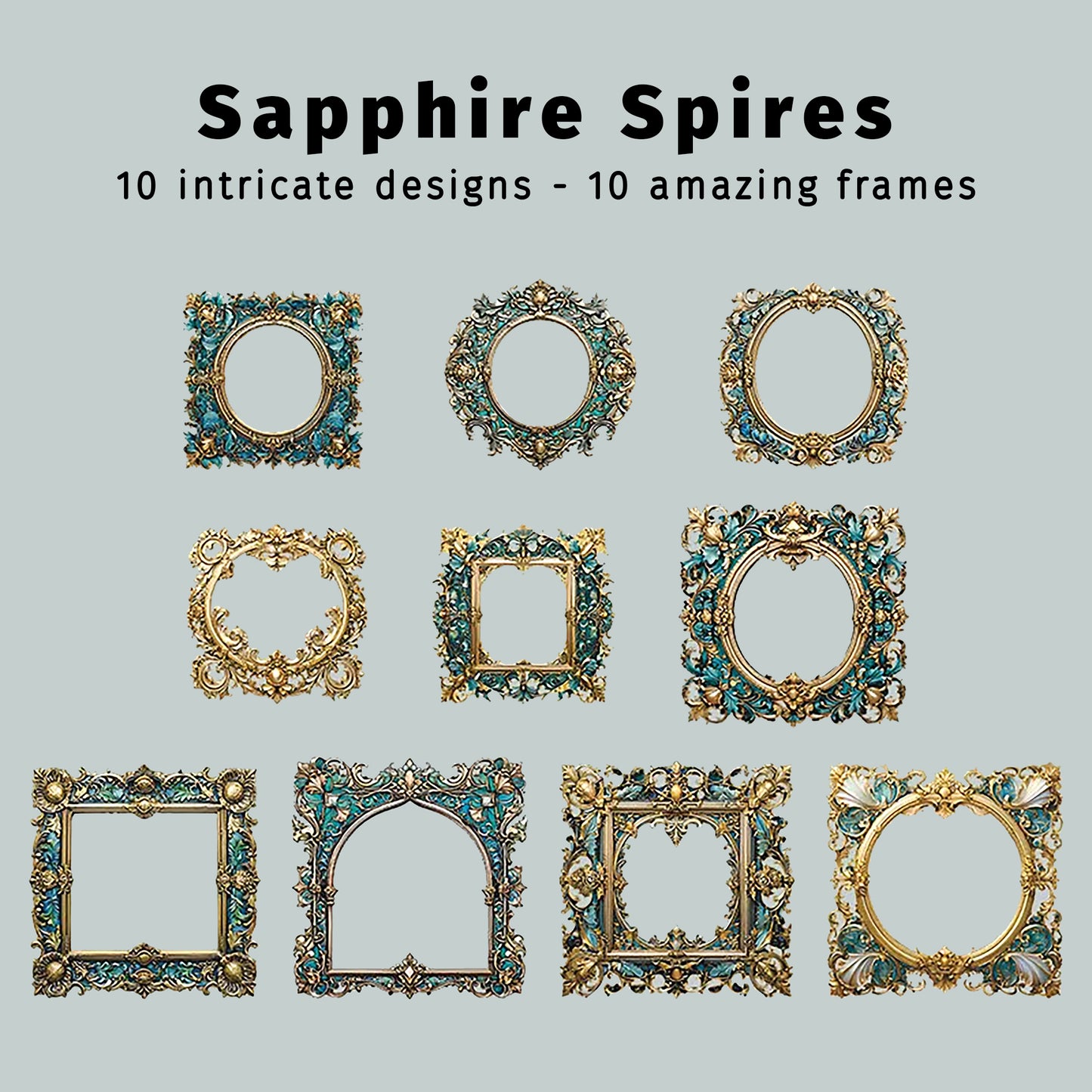 Sapphire Spires | Medieval Frame Embellishments