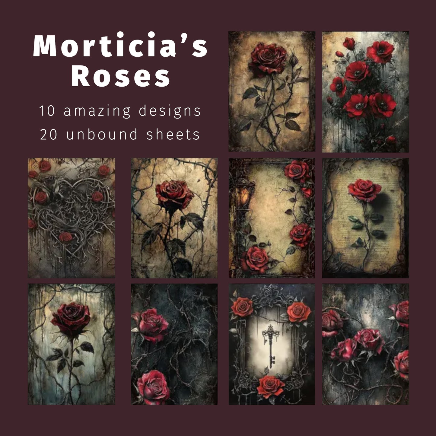 Morticia's Roses | Macabre Ornamental Paper