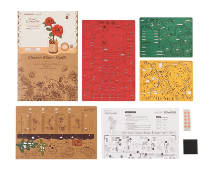 Red Camellia | 3D Wood Flower Puzzle